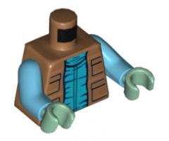 Torso SW Vest with Pockets and Medium Blue Shirt Pattern (Greedo) / Medium Azure Arms / Sand Green Hands