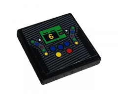 Tile 2 x 2 with Gray Grille, Blue, Red, Yellow, Green Buttons and Number 6 Pattern (Sticker) - Set 42096