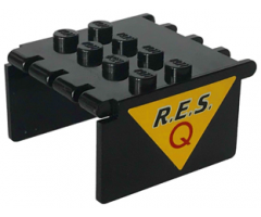 Windscreen 4 x 4 x 2 Canopy Extender with Black 'R.E.S.' and Red 'Q' on Yellow Triangle Pattern on Both Sides (Stickers) - Set 6445