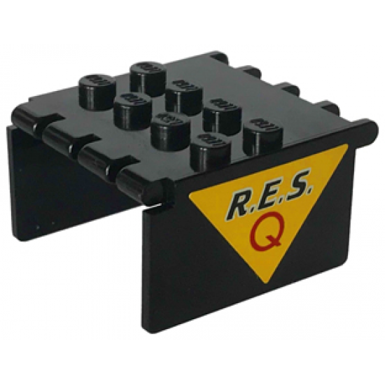 Windscreen 4 x 4 x 2 Canopy Extender with Black 'R.E.S.' and Red 'Q' on Yellow Triangle Pattern on Both Sides (Stickers) - Set 6445