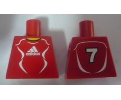 Torso Soccer Adidas Logo, Red and White No.7 Pattern (Stickers)