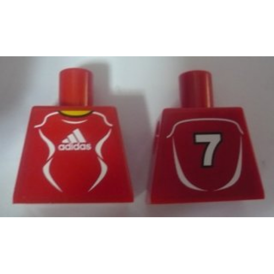 Torso Soccer Adidas Logo, Red and White No.7 Pattern (Stickers)