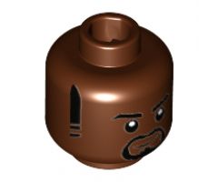 Minifigure, Head Black Eyebrows, Sideburns and Goatee, Lopsided Grin Pattern - Hollow Stud