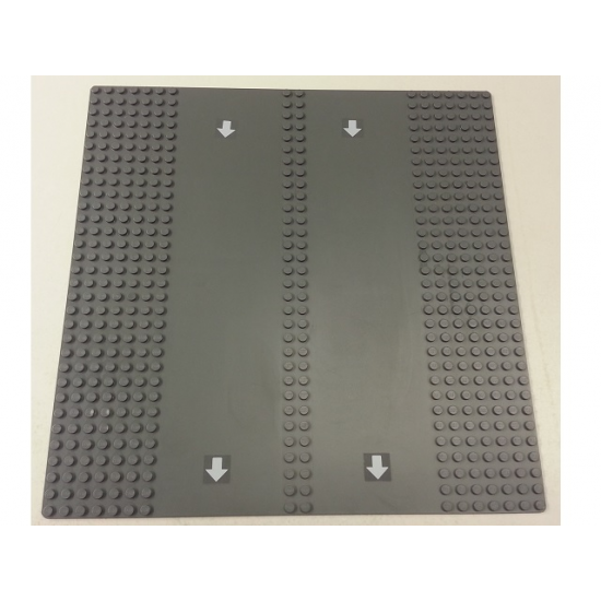 Baseplate, Road 32 x 32 7-Stud Straight with Double Driveway with Four White Arrows Pattern (Stickers) - Set 7993