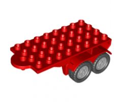 Duplo, Vehicle Trailer Flatbed 4 x 8 with Hook and 4 Light Bluish Gray Wheels