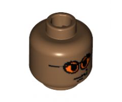 Minifigure, Head Glasses with Orange Sunglasses and Smirk Pattern - Blocked Open Stud