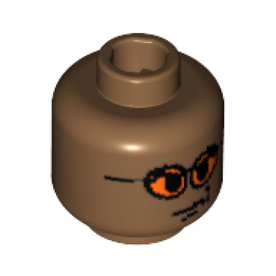 Minifigure, Head Glasses with Orange Sunglasses and Smirk Pattern - Blocked Open Stud