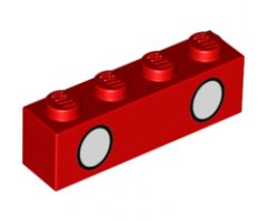Brick 1 x 4 with 2 White Circles with Black Outline Pattern (Mickey Mouse Trouser Buttons)