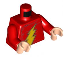 Torso with Gold and Bright Light Orange Lightning Striking Upward Pattern / Red Arms / Light Nougat Hands