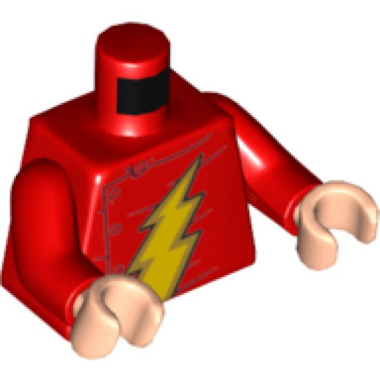 Torso with Gold and Bright Light Orange Lightning Striking Upward Pattern / Red Arms / Light Nougat Hands