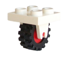 Aircraft Plate, Modified 2 x 2 with Wheel Holder Bottom and Red Wheel with Black Tire Offset Tread Small (8 / 3464 / 3641)