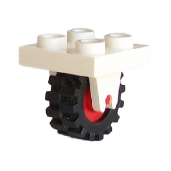Aircraft Plate, Modified 2 x 2 with Wheel Holder Bottom and Red Wheel with Black Tire Offset Tread Small (8 / 3464 / 3641)