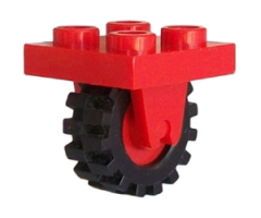 Aircraft Plate, Modified 2 x 2 with Wheel Holder Bottom and Red Wheel with Black Tire Offset Tread Small (8 / 3464 / 3641)