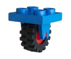 Aircraft Plate, Modified 2 x 2 with Wheel Holder Bottom and Red Wheel with Black Tire Offset Tread Small (8 / 3464 / 3641)
