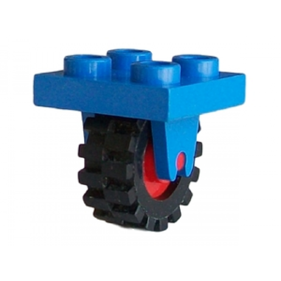 Aircraft Plate, Modified 2 x 2 with Wheel Holder Bottom and Red Wheel with Black Tire Offset Tread Small (8 / 3464 / 3641)