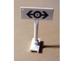 Road Sign Rectangle, Round Pole with Train Logo Black Pattern (Sticker) - Set 4554