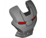 Minifigure, Headgear Accessory Visor Top Hinge with Silver Face Shield, Red Eyes, Black Trapezoid Pattern
