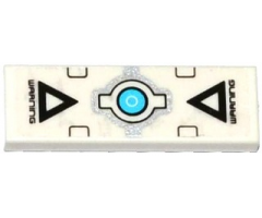 Tile 1 x 3 with 'WARNING', Black Triangles and Silver and Medium Azure Electronic Eye Pattern (Sticker) - Set 70173