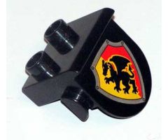 Duplo, Plate 1 x 2 with Overhang with Dragon on Red and Yellow Shield Pattern