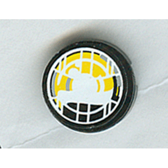 Tile, Round 2 x 2 with Headlamp Yellow and Black Pattern (Sticker) - Set 8277