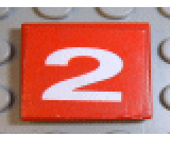 Tile 2 x 2 with Number  2 White on Red Background Pattern (Sticker) - Set 8280