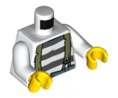 Torso Town Prisoner Shirt with Prison Stripes and Suspenders Pattern / White Arms / Yellow Hands