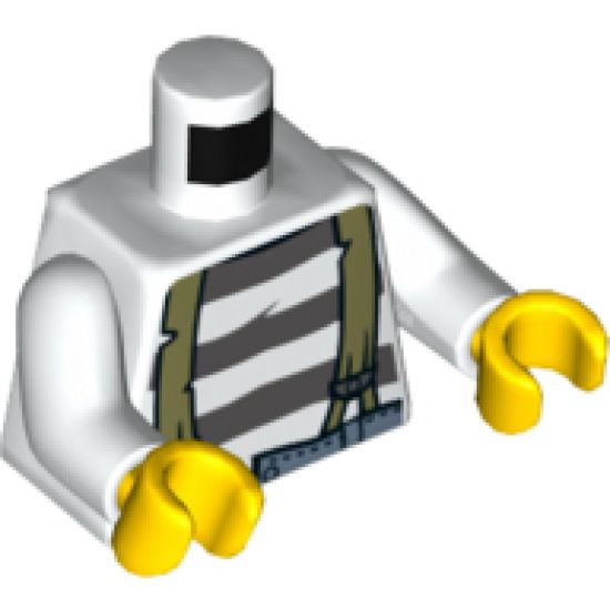 Torso Town Prisoner Shirt with Prison Stripes and Suspenders Pattern / White Arms / Yellow Hands