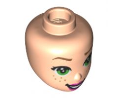 Mini Doll, Head Friends with Medium Nougat Eyebrows, Right Riased, Green Eyes, Freckles and Dark Pink Lips Pattern