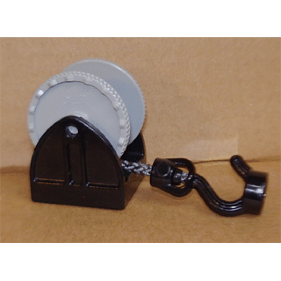 Duplo Hose Reel Holder 2 x 2 with Light Gray Drum, Black Tow Hook, String
