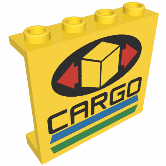 Panel 1 x 4 x 3 - Hollow Studs with Cargo Pattern