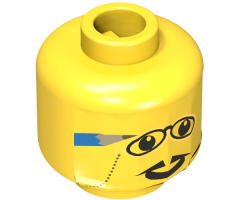 Minifigure, Head Glasses with Pencil Behind Ear, and Pointed Moustache Pattern - Blocked Open Stud