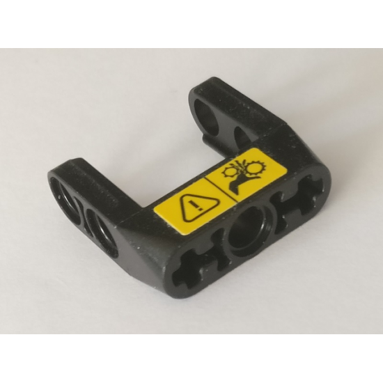 Technic, Connector Pin Toggle Joint Smooth Double with Axle and Pin Holes with Yellow Warning Sign Pattern (Sticker) - Set 42082