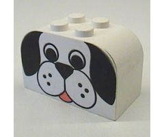 Slope, Curved 4 x 2 x 2 Double with Four Studs with Dog Face Pattern