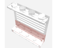 Panel 1 x 4 x 3 - Solid Studs with Red Stripe and White Stripes Pattern