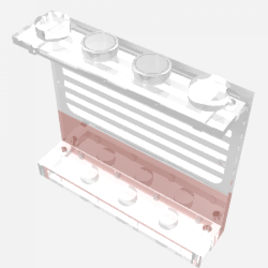 Panel 1 x 4 x 3 - Solid Studs with Red Stripe and White Stripes Pattern