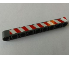 Technic, Liftarm 1 x 9 Thick with Red and White Danger Stripes Model Right Side Pattern (Sticker) - Set 8289