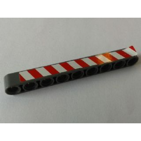 Technic, Liftarm 1 x 9 Thick with Red and White Danger Stripes Model Right Side Pattern (Sticker) - Set 8289