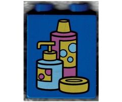 Duplo, Brick 1 x 2 x 2 with Shampoo and Soap Containers Pattern