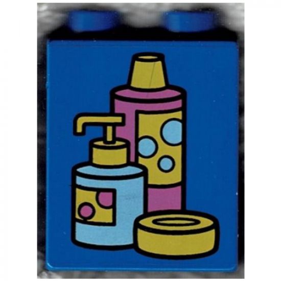 Duplo, Brick 1 x 2 x 2 with Shampoo and Soap Containers Pattern