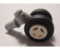 Aircraft Technic Pin with Dual Wheels Holder with White Wheels and Black Tires (61483 / 4624 / 59895)