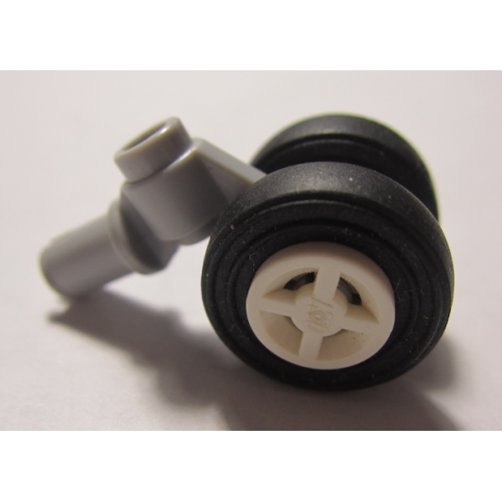 Aircraft Technic Pin with Dual Wheels Holder with White Wheels and Black Tires (61483 / 4624 / 59895)