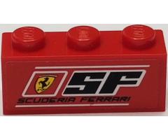 Brick 1 x 3 with Ferrari Logo, 'SF', 'SCUDERIA FERRARI' and White Lines Pattern (Sticker) - Set 8185