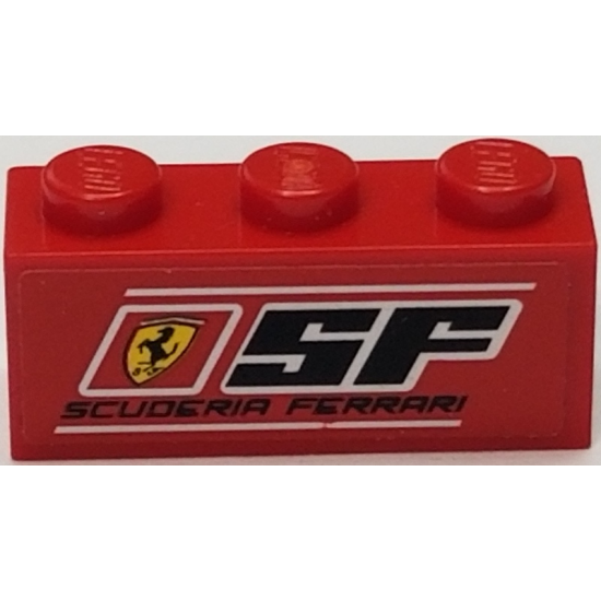 Brick 1 x 3 with Ferrari Logo, 'SF', 'SCUDERIA FERRARI' and White Lines Pattern (Sticker) - Set 8185