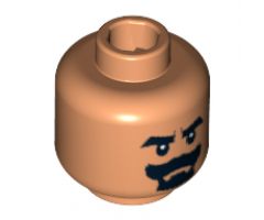 Minifigure, Head Beard Black Van Dyke with Thick Black Moustache and Eyebrows Pattern - Blocked Open Stud
