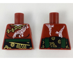 Torso Kimono Robe with Dragon and Black and Green Obi Sash Pattern