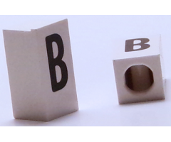 Tile, Modified 1 x 2 x 5/6 with Stud Hole in End and Black 'B' Upper Case Pattern