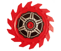 Technic Circular Saw Blade 9 x 9 with Pin Hole and Teeth in Same Direction with Wheel Spokes and Hub Pattern on Both Sides (Stickers) - Set 70642