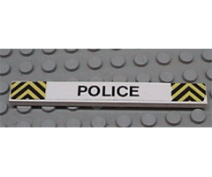 Tile 1 x 8 with 'POLICE' and Black and Yellow Danger Stripes Pattern (Sticker) - Set 6676