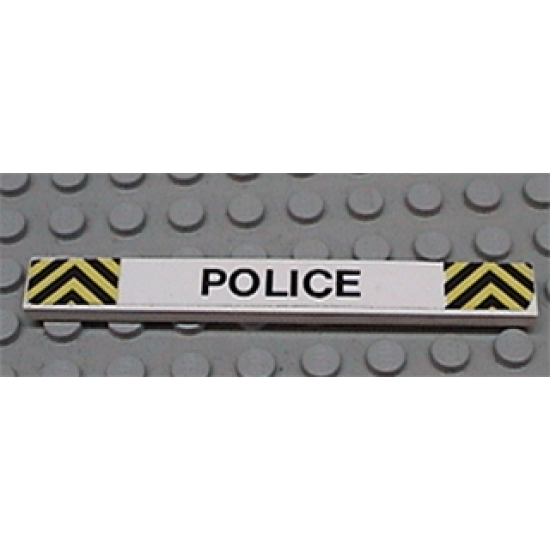 Tile 1 x 8 with 'POLICE' and Black and Yellow Danger Stripes Pattern (Sticker) - Set 6676