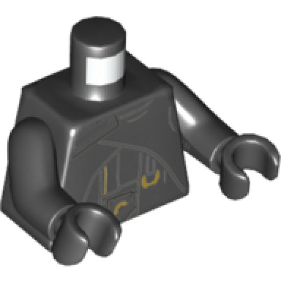 Torso Hylobon Armor with Dark Bluish Gray and Gold Details Pattern / Black Arms / Black Hands